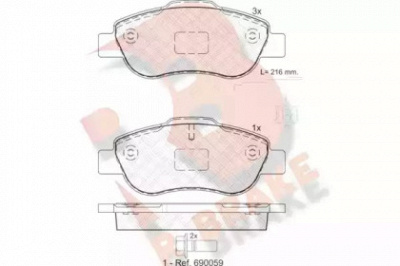 R BRAKE rb1843 -  Комплект тормозных колодок, дисковый тормоз